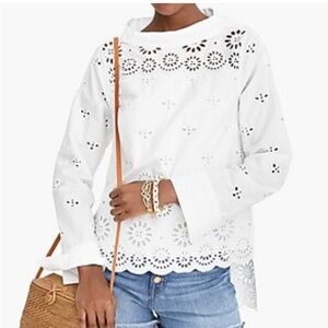 J. Crew White Eyelet Top